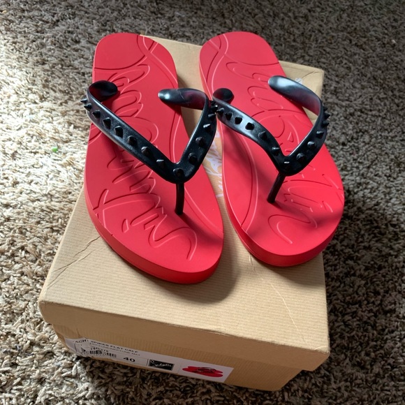 red bottom flip flops